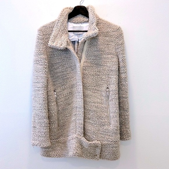 IRO Juma Wool Alpaca Knit Jacket White Gardenia Size 38 - Picture 1 of 10